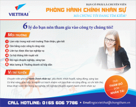 Việt Thái tuyển gấp hành chính nhân sự 2019 đi làm ngay