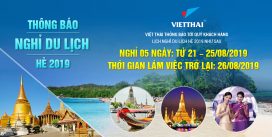 Việt thái thông báo nghỉ du lịch hè 2019